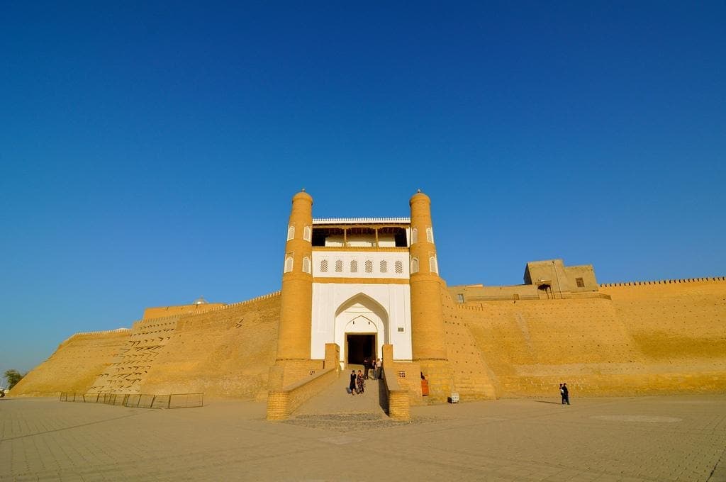 The Ark gate against a deep blue sky