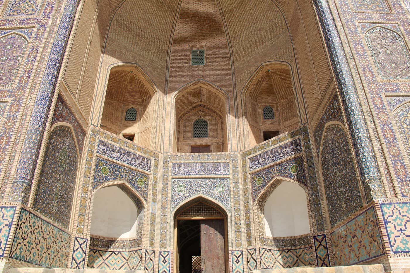 Tilework inside the entrance iwan of the madrasa