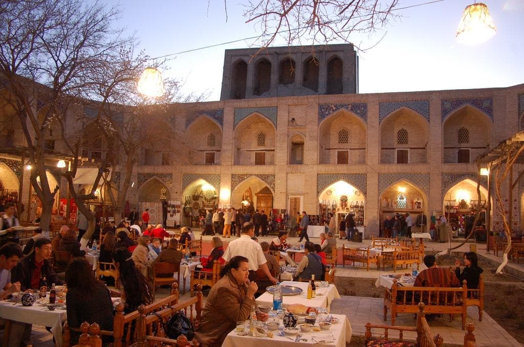 The courtyard in the evening, now used for folk music and dance